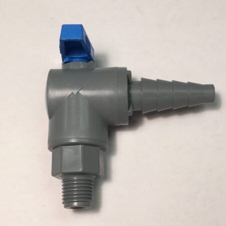 VALVE, BALL PVC 90°A 1/4MPT X BARB